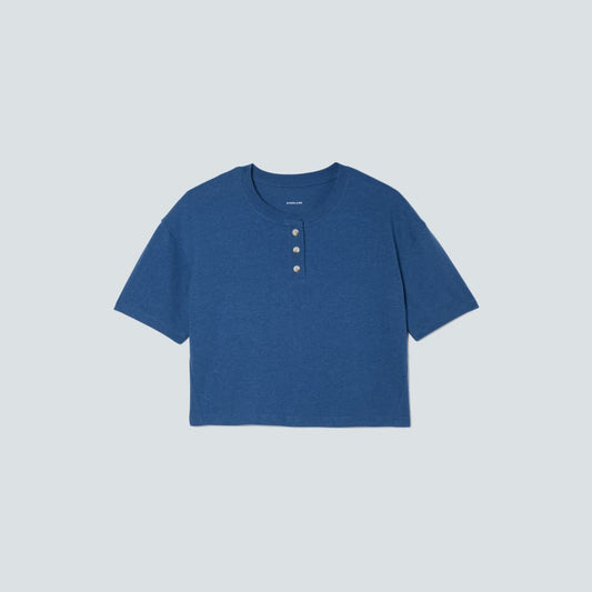The Vintage Henley Hemp Tee | Deep Blue