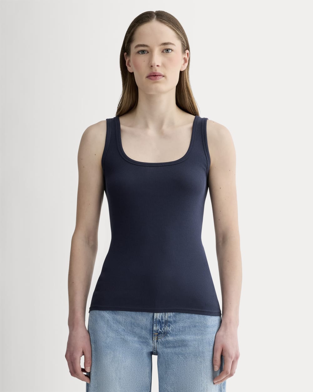 The Luxe Rib Square-Neck Tank | Navy