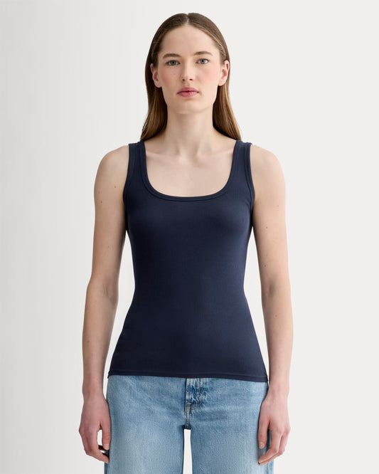 The Luxe Rib Square-Neck Tank | Navy
