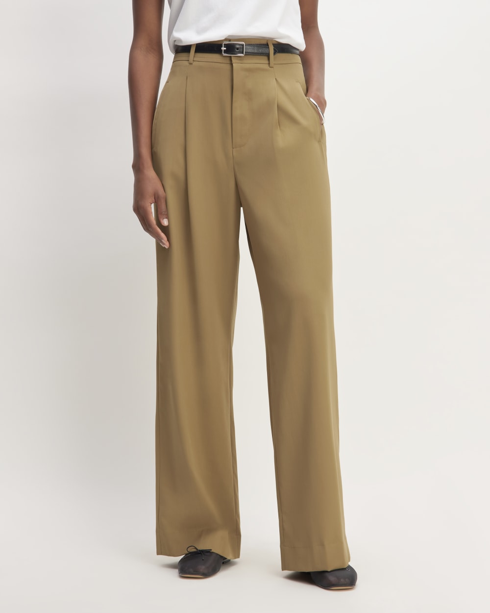 The Italian Wool Way-High® Drape Pant | Camel