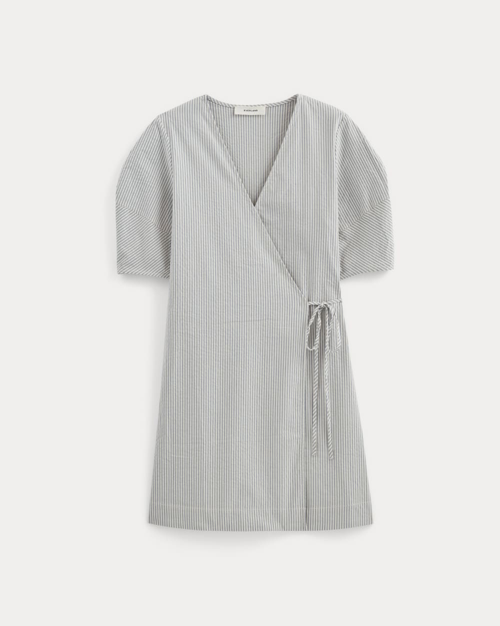 The Seersucker Mini Wrap Dress | Dutch Blue / Natural