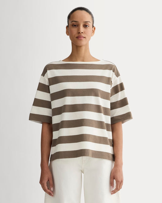 The Mariner Oversized Tee | Deep Taupe / Bone