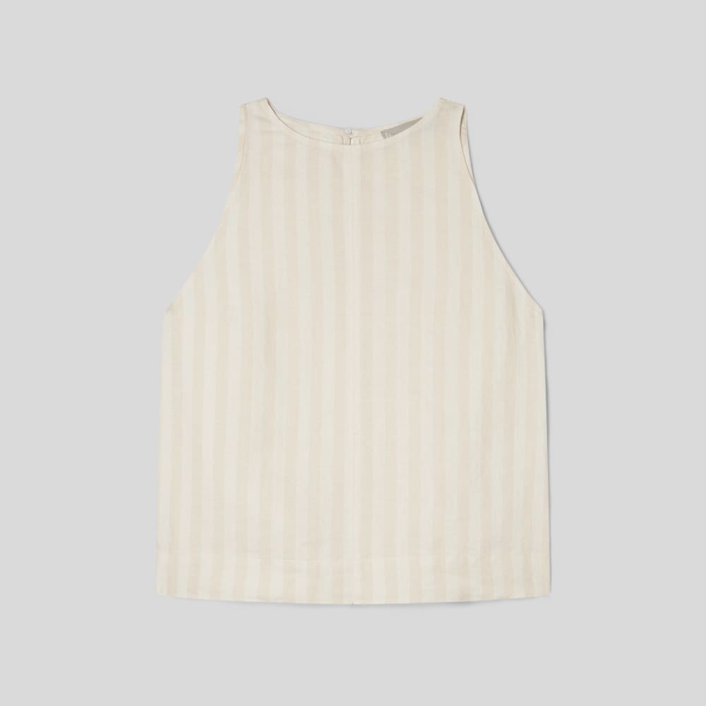 The Linen High-Neck Tank | Brazilian Sand / Canvas Tan