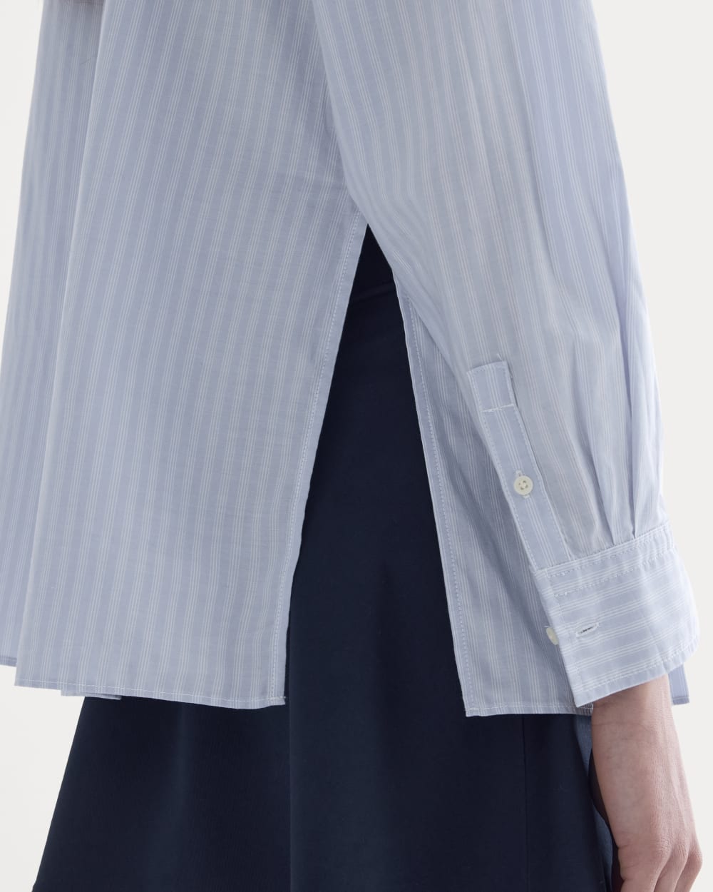 The Pleated Shirt in Silky Cotton | Forever Blue / Optic White