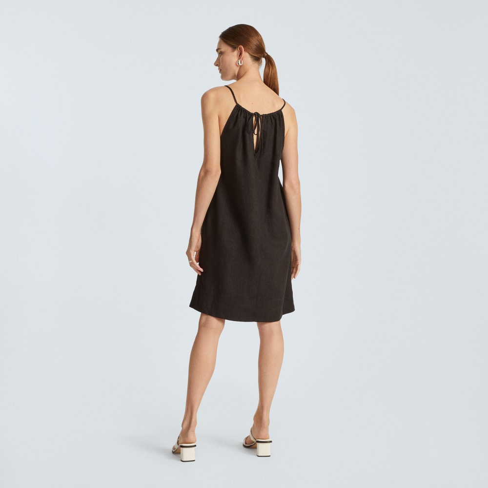 The Linen Apron Dress | Black