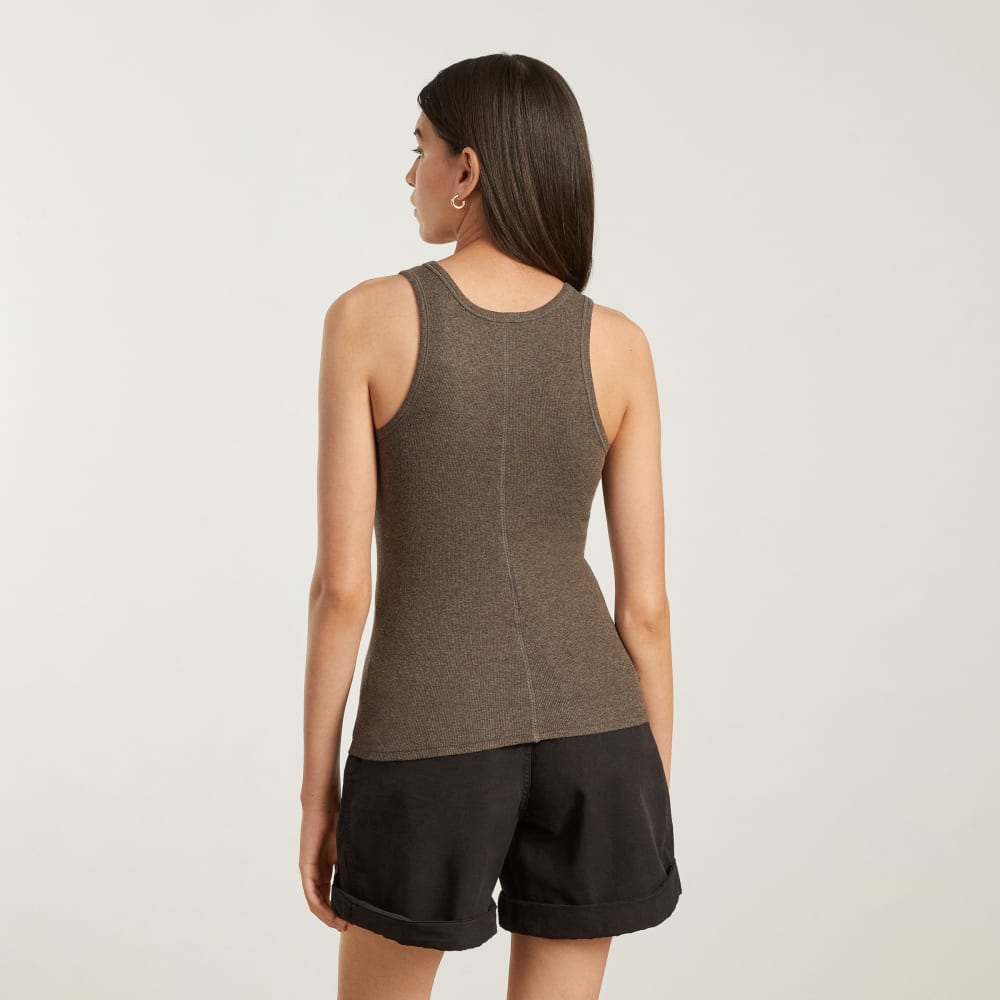 The Pima Micro-Rib U-neck Tank | Heathered Fatigue