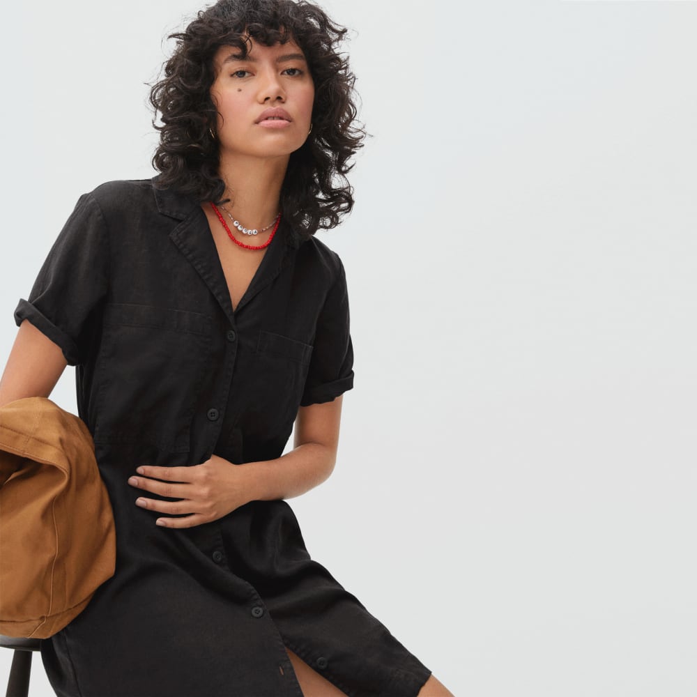 The Linen Workwear Dress | Black