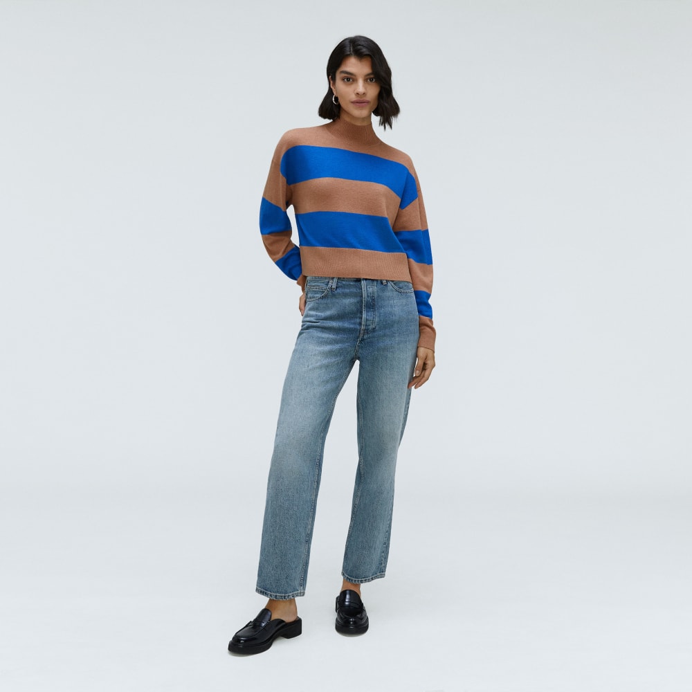 The Luxe Merino Turtleneck | Sahara / Lapis Blue
