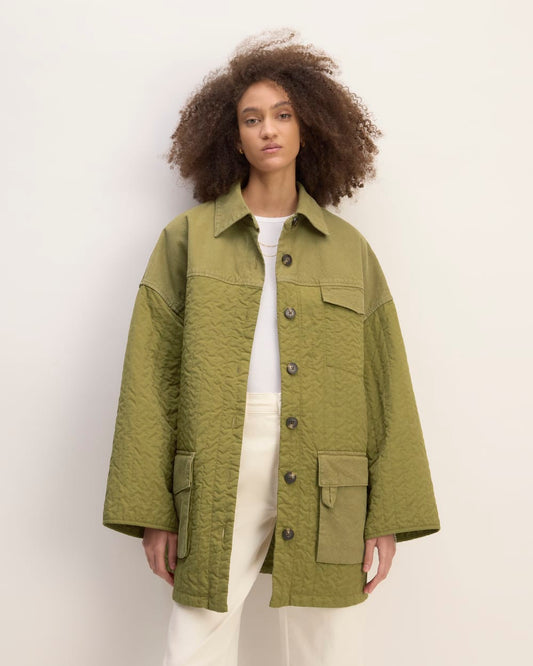 The Everlane x Marques' Almeida Canvas Patchwork Jacket | Moss Green