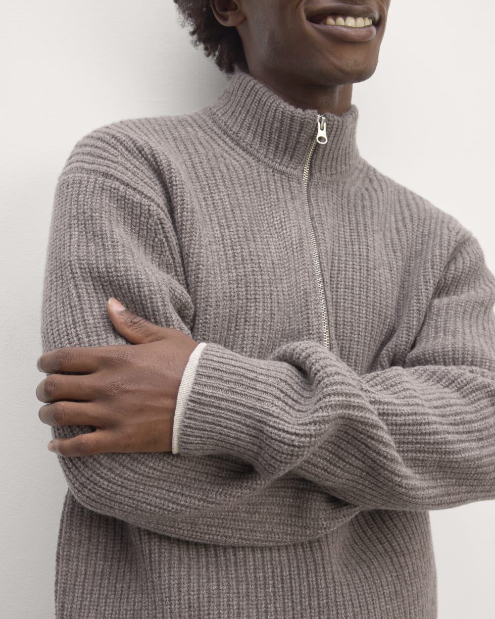 The Felted Merino Half-Zip Sweater | Taupe Melange