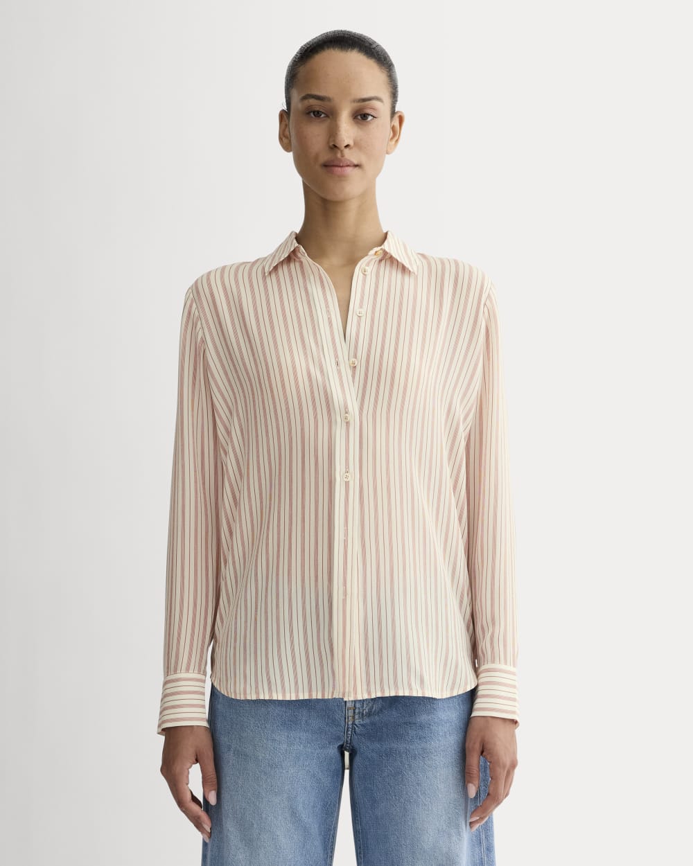 The Must-Have Shirt in Washable Silk | Bone / Dusky Rose