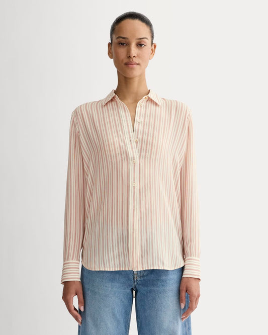 The Must-Have Shirt in Washable Silk | Bone / Dusky Rose