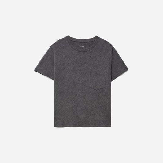 The Box-Cut Tee in Essential Cotton | Charcoal | Pocket