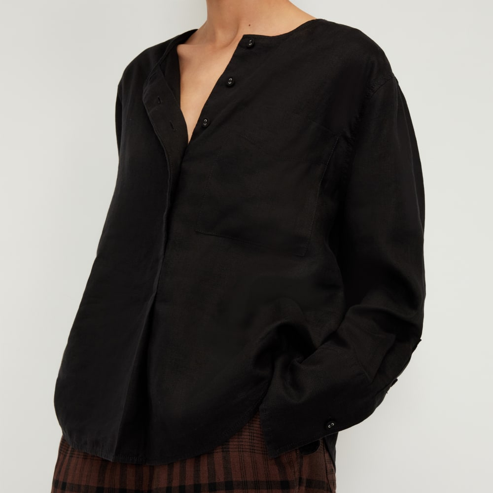 The Linen Popover Shirt | Black