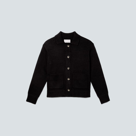 The Cotton Chore Sweater Jacket | Black