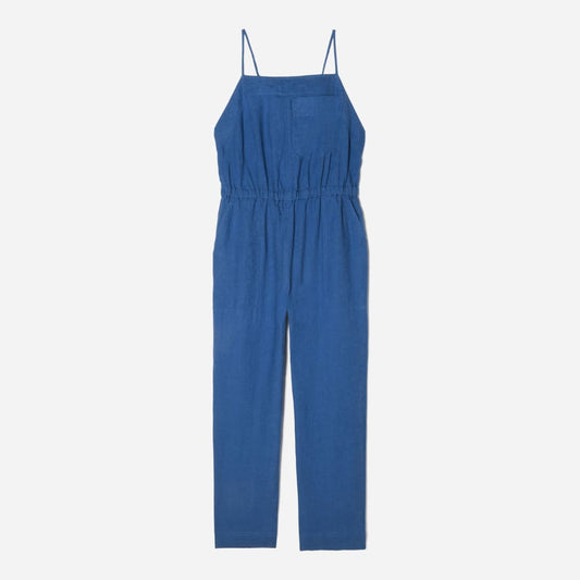The Linen Shoestring Jumpsuit | Deep Blue
