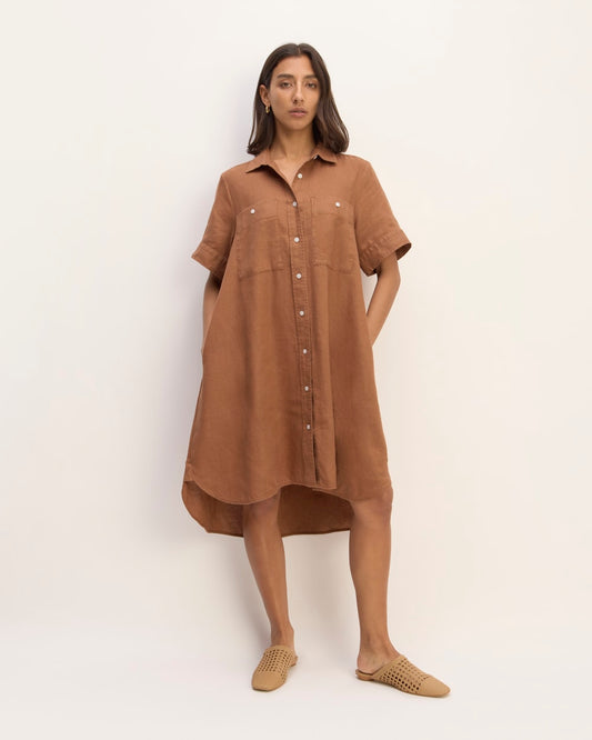 The Daytripper Dress in Linen | Carob Brown