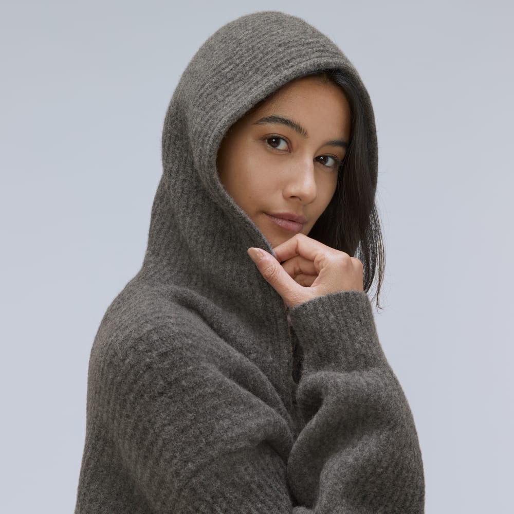 The Cozy-Stretch Hooded Cardigan | Heathered Charcoal