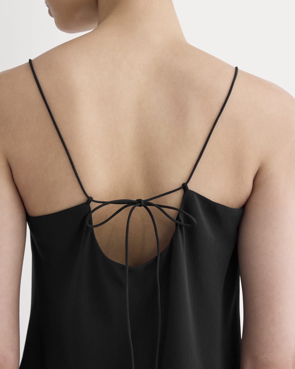 The Tie Back Cami in Washable Silk | Black