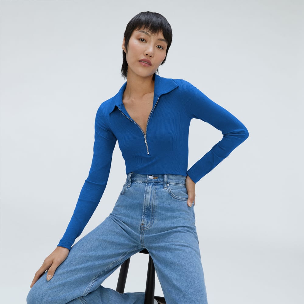 The Super-Soft Zip Polo | Lapis Blue