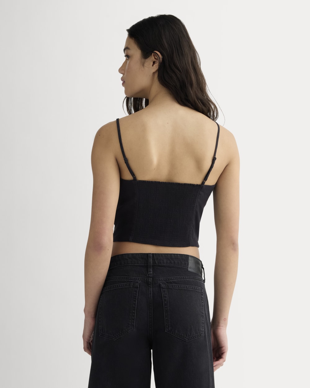The Seamed Top in Stretch Linen | Black