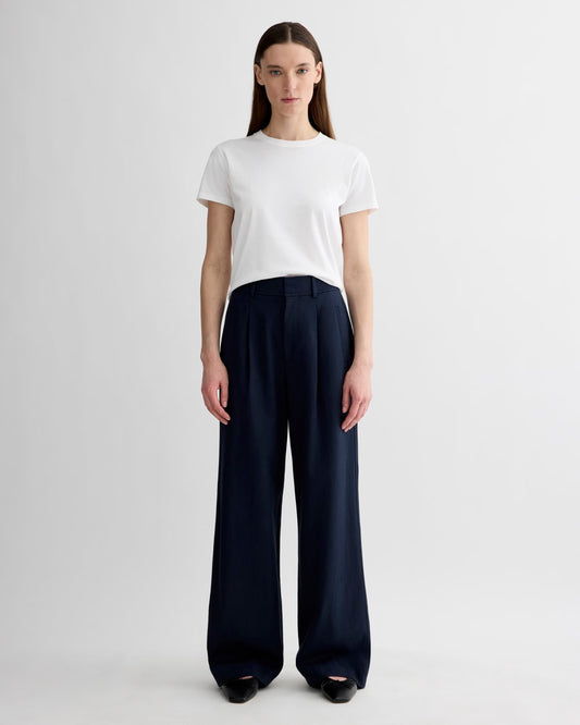 The Draper Pleated Pant in Buttersmooth | Navy | 30 Inseam