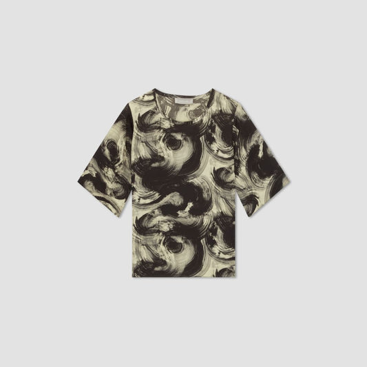 The Satin Relaxed Tee | Pale Yellow / Black