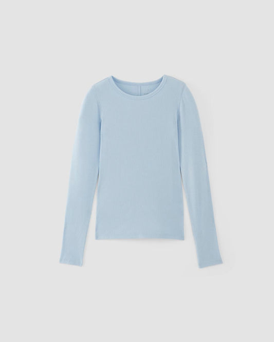The Luxe Rib Long-Sleeve Crew | Chambray Blue