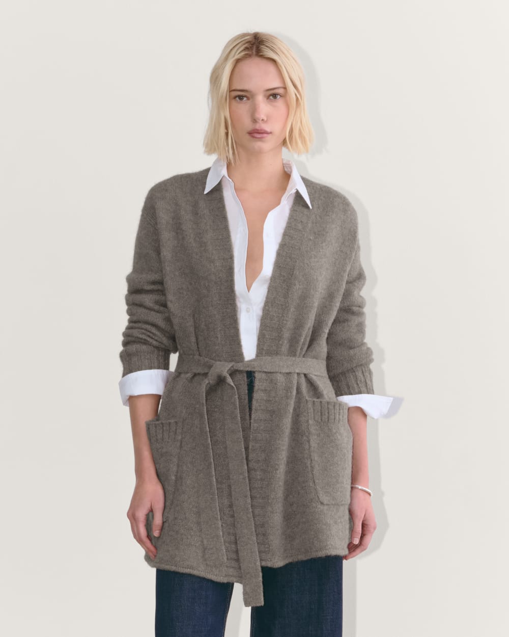 The Robe Cardigan in Alpaca | Taupe Melange