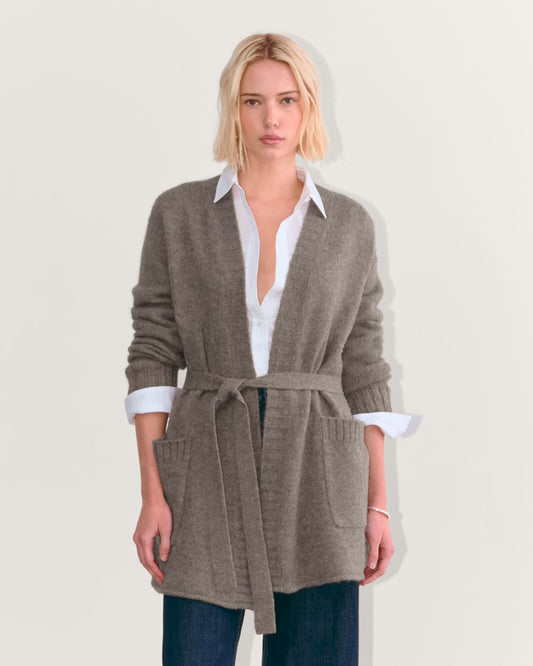 The Robe Cardigan in Alpaca | Taupe Melange