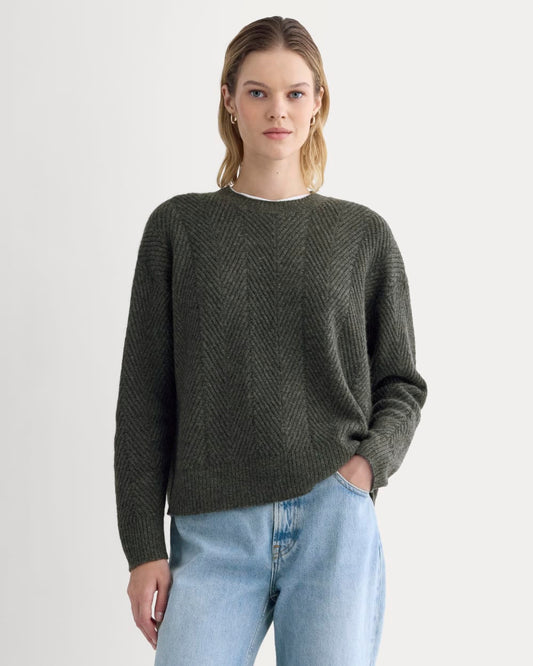 Cashmere Herringbone Sweater | Heather Charcoal