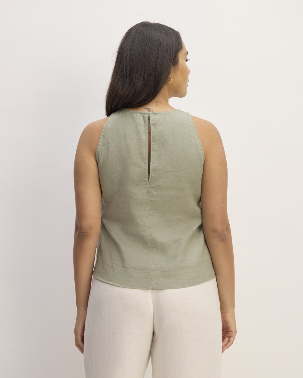The Linen High-Neck Tank | Sage Green