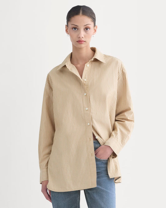 The Boyfriend Shirt in Ultrasoft Cotton | Tiger's Eye / Optic White