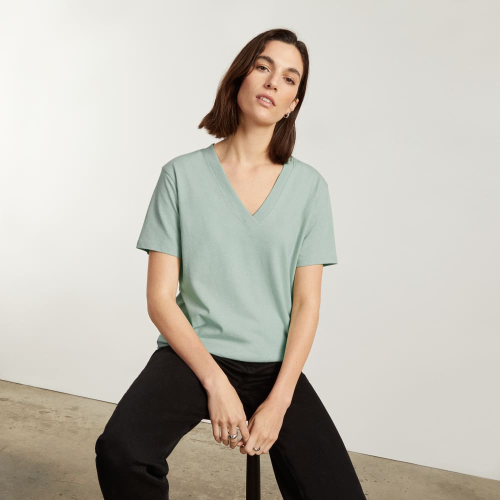 The Vintage V-Neck Hemp Tee | White Sage