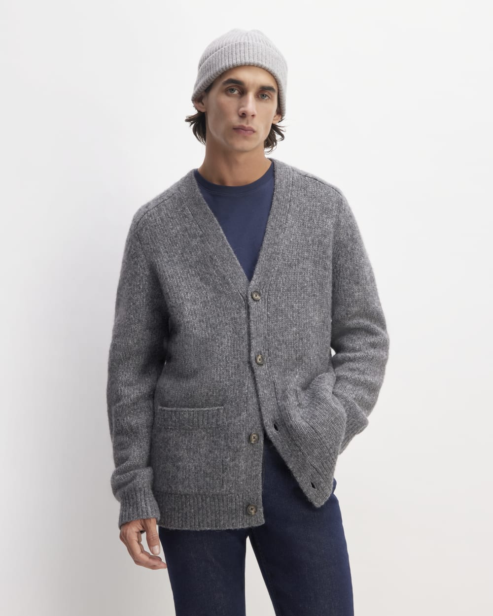 The Cashmere Fine Rib Beanie |  Heathered Grey
