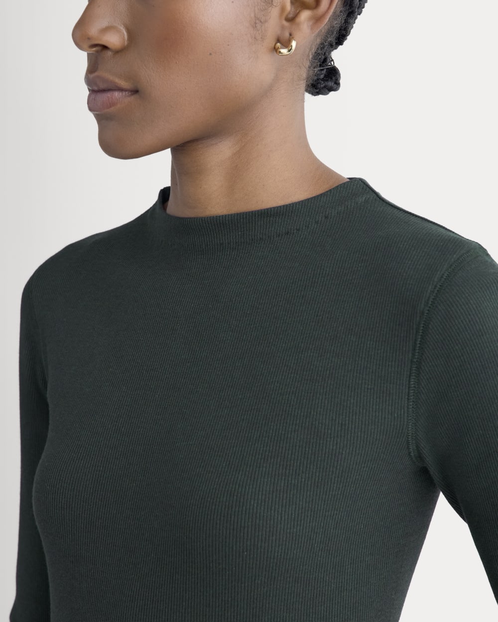The Luxe Rib Funnel-Neck Tee | Heathered Dark Sea