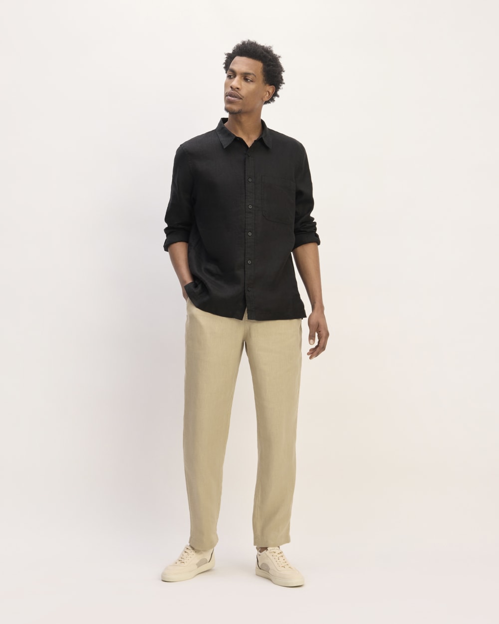 The Linen Straight Hem Shirt | Black