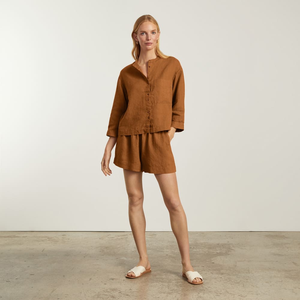 The Linen Billow Blouse | Tawny Brown