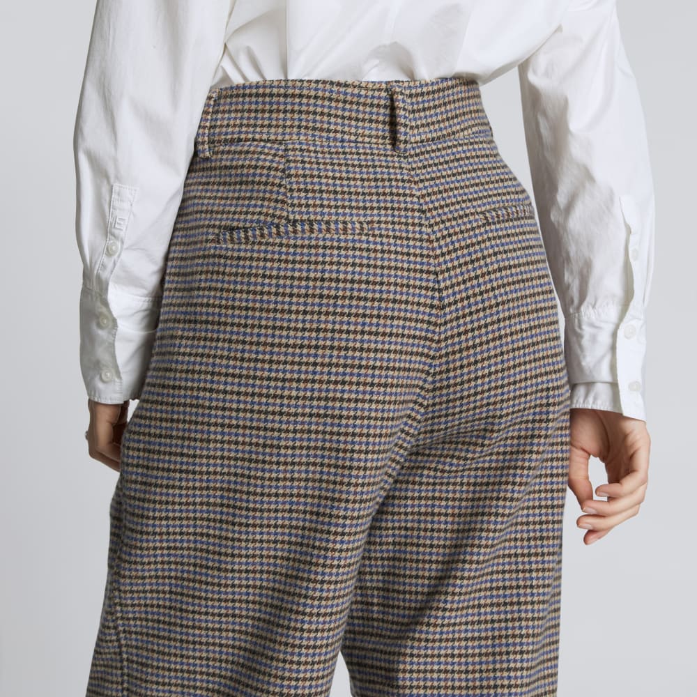 The ReWool® Way-High Drape Pant | Blue / Brown Houndstooth
