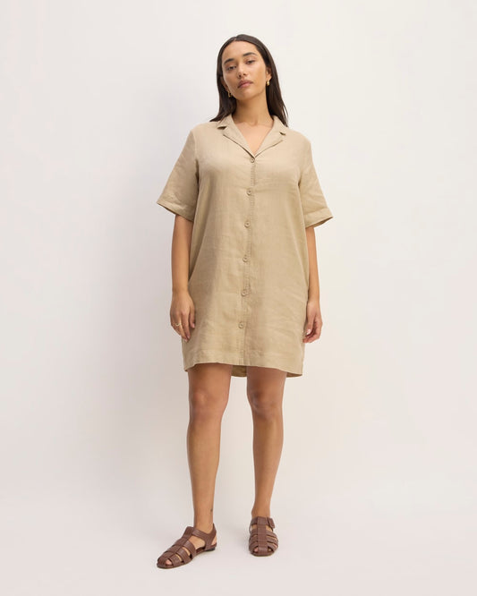 The Shirtdress in Linen | Trench Coat Khaki