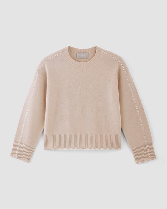 The Good Merino Wool Crewneck Sweater | Buttermilk / White