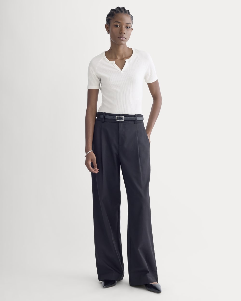 The Shimmy V-Neck Top | Bone