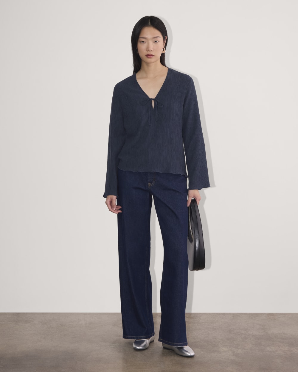 The Crinkle Long-Sleeve | Navy