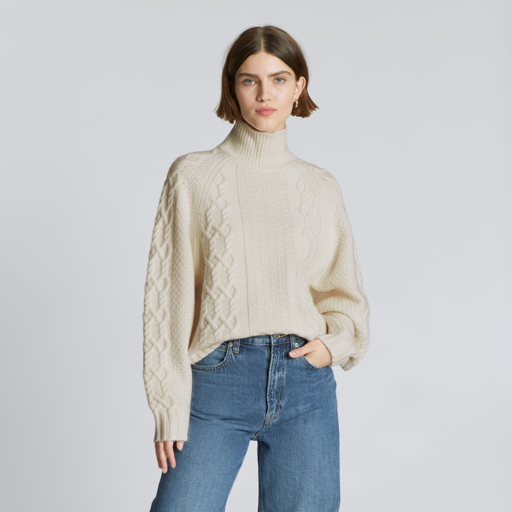 The Felted Merino Cable Sweater | Bone