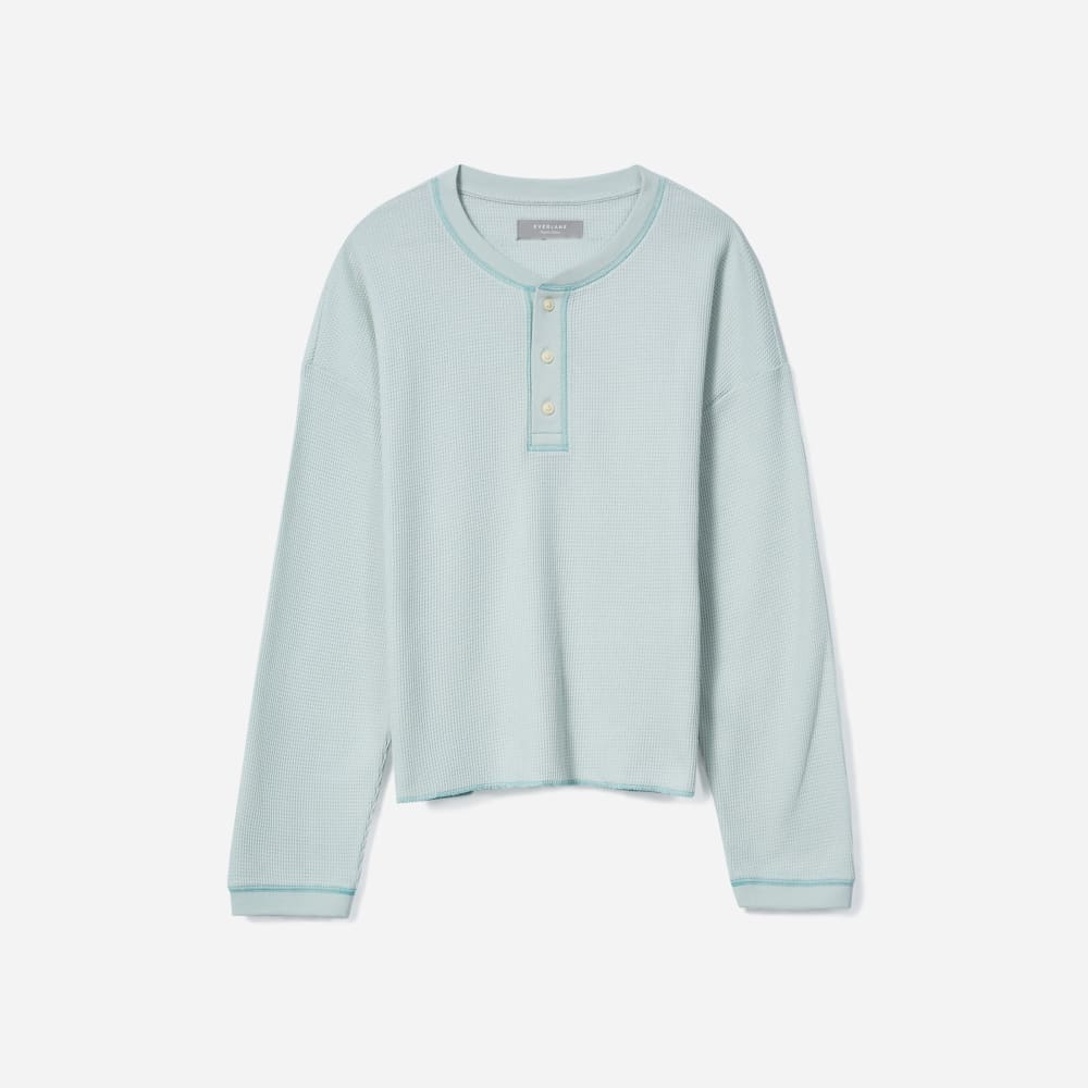 The Organic Cotton Waffle Henley | Ice Blue