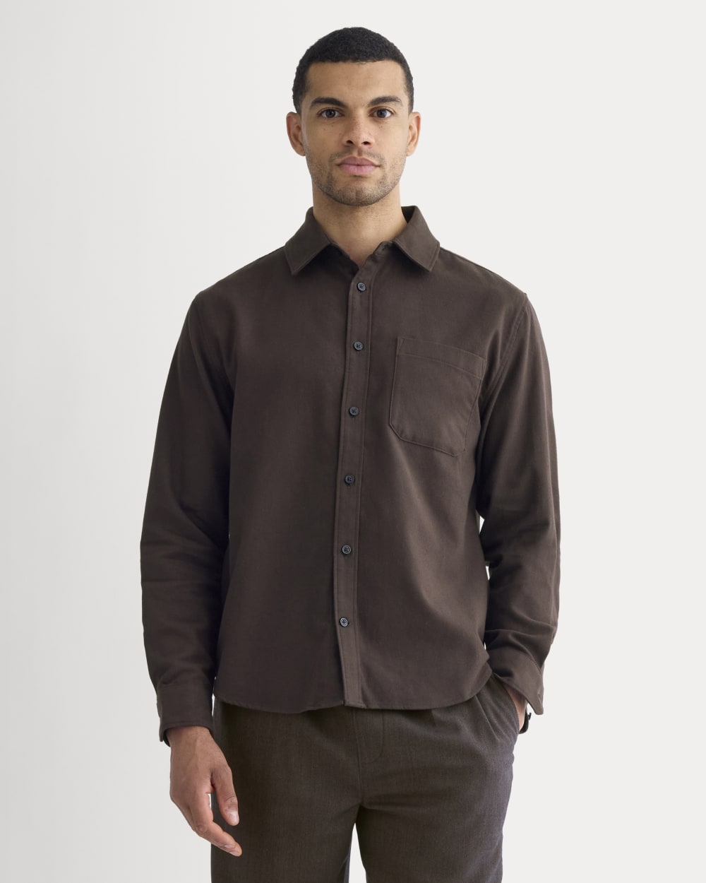 Brushed Flannel Shirt | Dark Chocolate