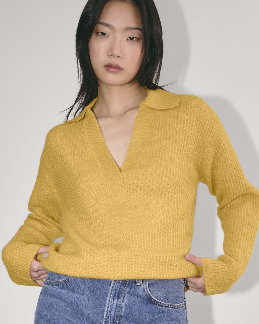 The Oversized Polo in Alpaca | Golden Yellow