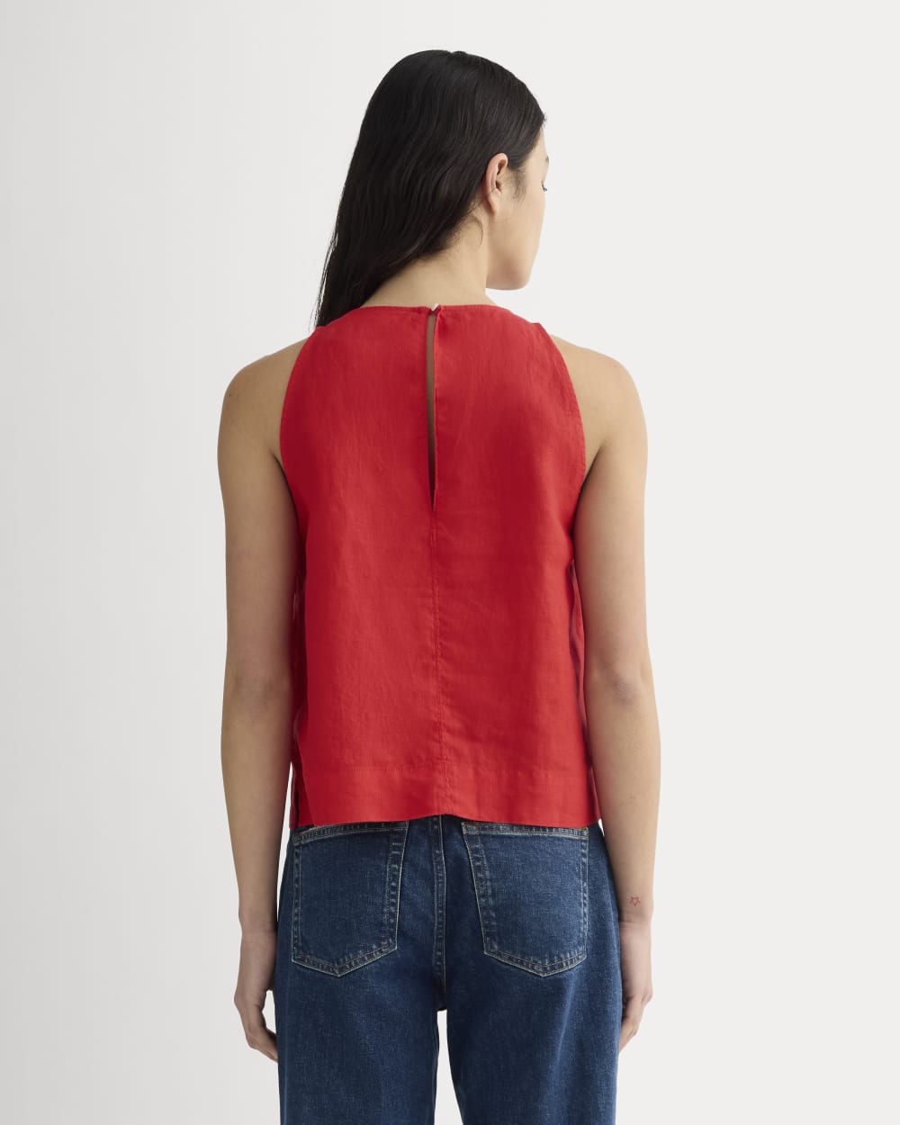 The Linen High-Neck Tank | Classic Red