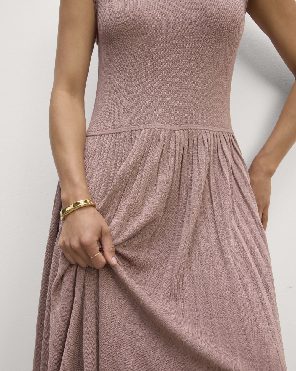 The Knit Pleated Dress | Dusty Rose