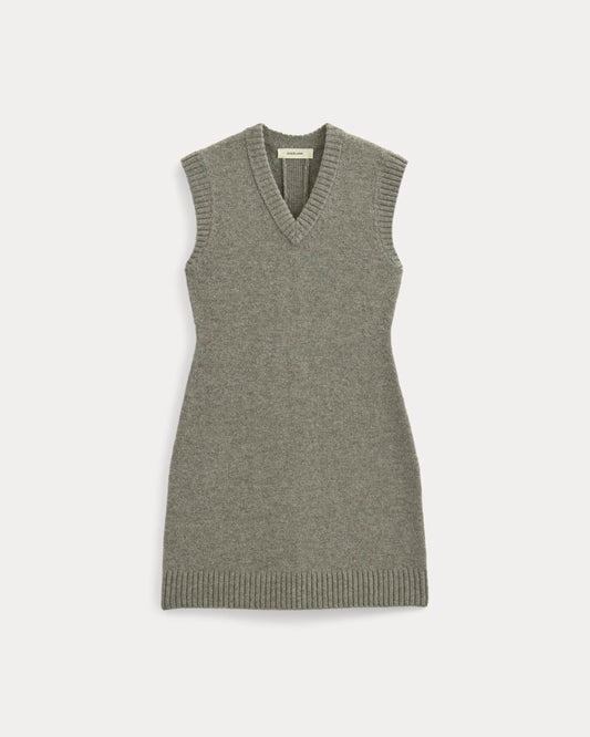 Sweater Mini Dress in Luxe Merino | Heathered Mid-Grey